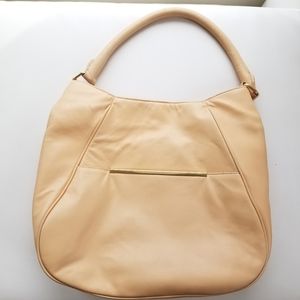 Black-Saks Fifth Avenue metal bar leather hobo bag